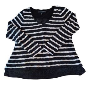 WHBM Black/White Striped Lined Sweater Size LP